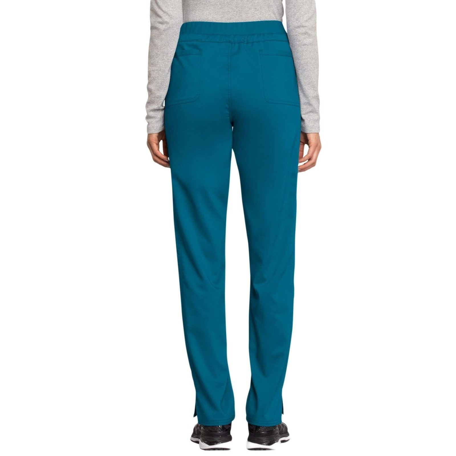 Cherokee Workwear Revolution WW105 Scrubs Pants Women's Mid Rise Tapered Leg Drawstring Caribbean Blue