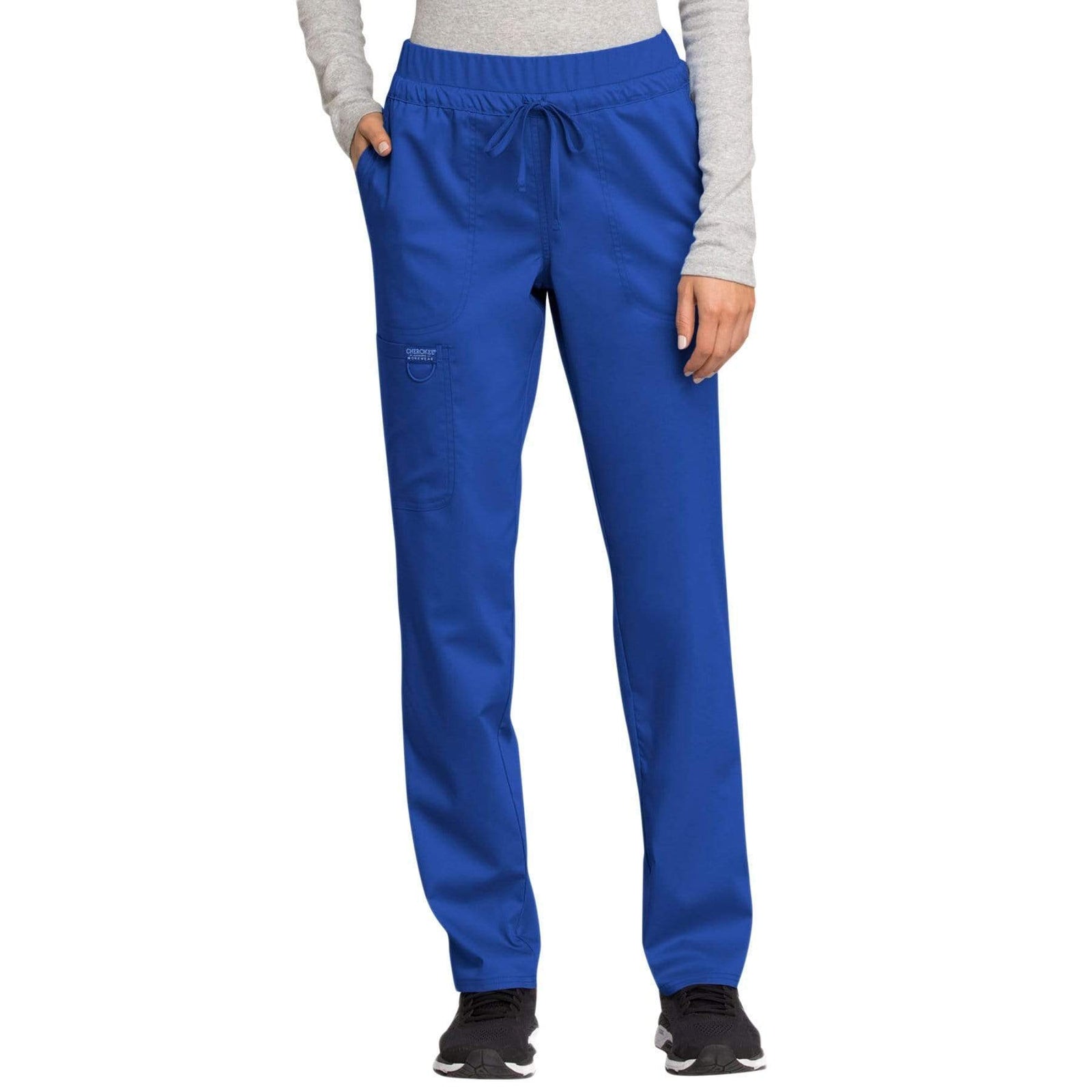 Cherokee Workwear Revolution WW105 Scrubs Pants Women's Mid Rise Tapered Leg Drawstring Royal