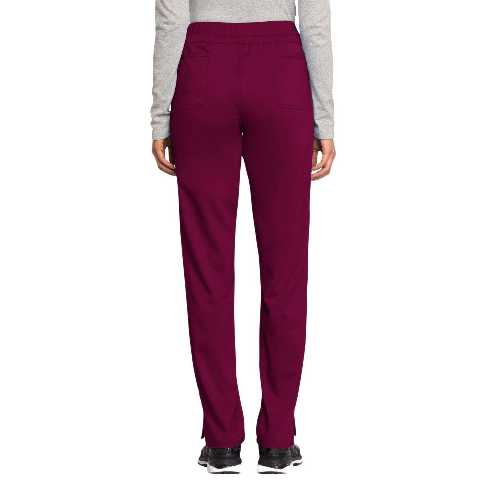 Cherokee Workwear Revolution WW105 Scrubs Pants Women's Mid Rise Tapered Leg Drawstring Wine