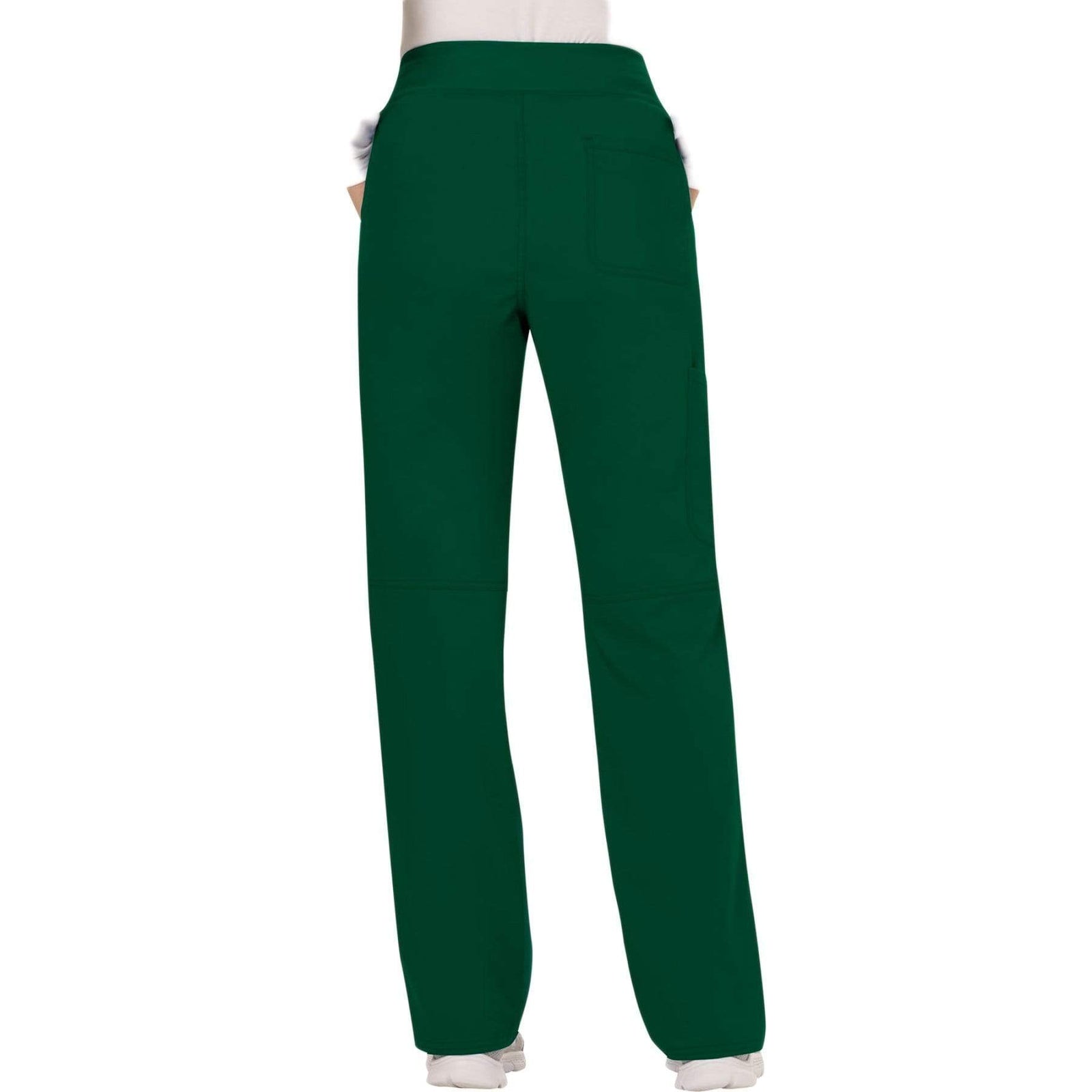 Cherokee Workwear Revolution WW110 Scrubs Pants Women's Mid Rise Straight Leg Pull-on Hunter Green