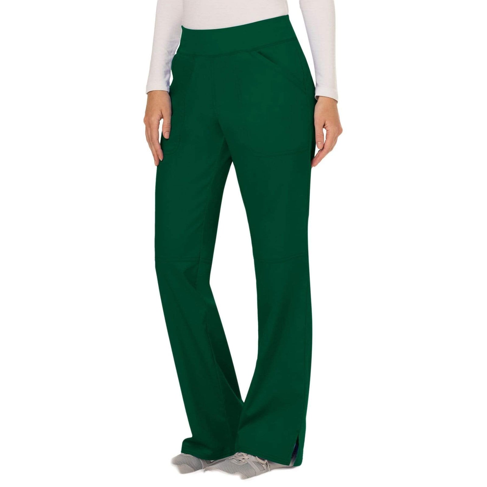 Cherokee Workwear Revolution WW110 Scrubs Pants Women's Mid Rise Straight Leg Pull-on Hunter Green