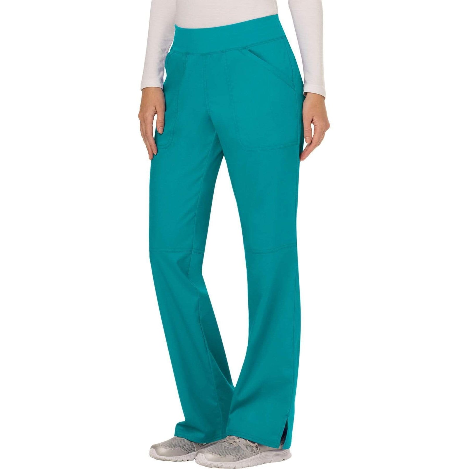Cherokee Workwear Revolution WW110 Scrubs Pants Women's Mid Rise Straight Leg Pull-on Teal Blue