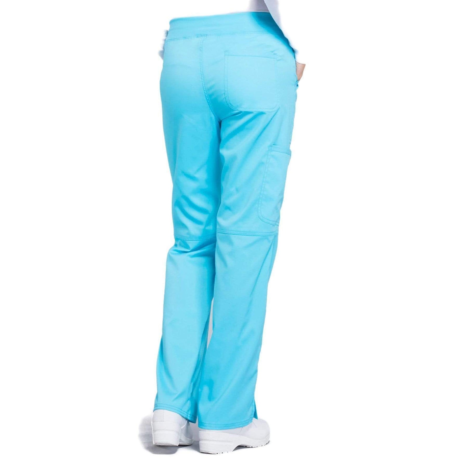Cherokee Workwear Revolution WW110 Scrubs Pants Women's Mid Rise Straight Leg Pull-on Turquoise