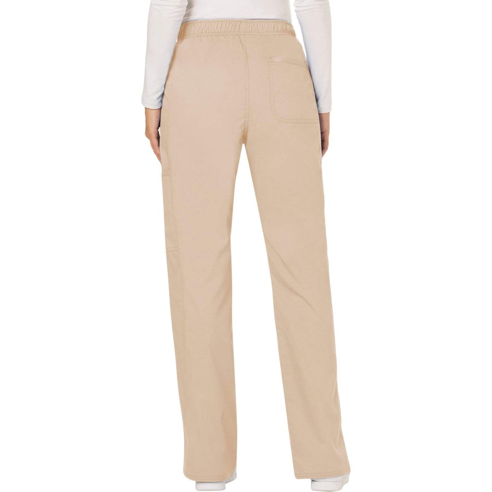 Cherokee Workwear Revolution WW120 Scrubs Pants Women's Mid Rise Flare Drawstring Khaki