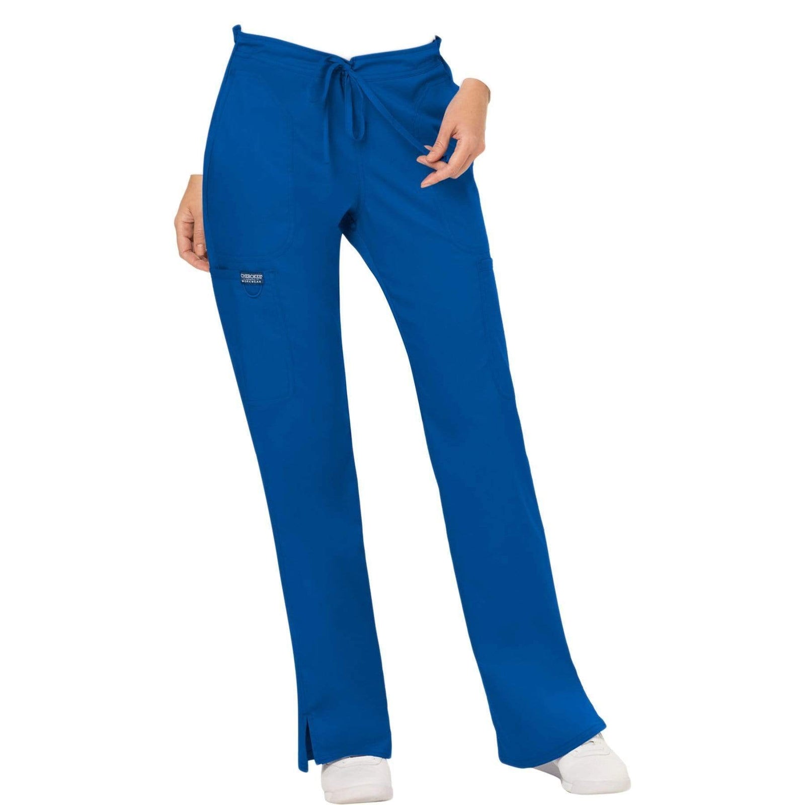 Cherokee Workwear Revolution WW120 Scrubs Pants Women's Mid Rise Flare Drawstring Royal
