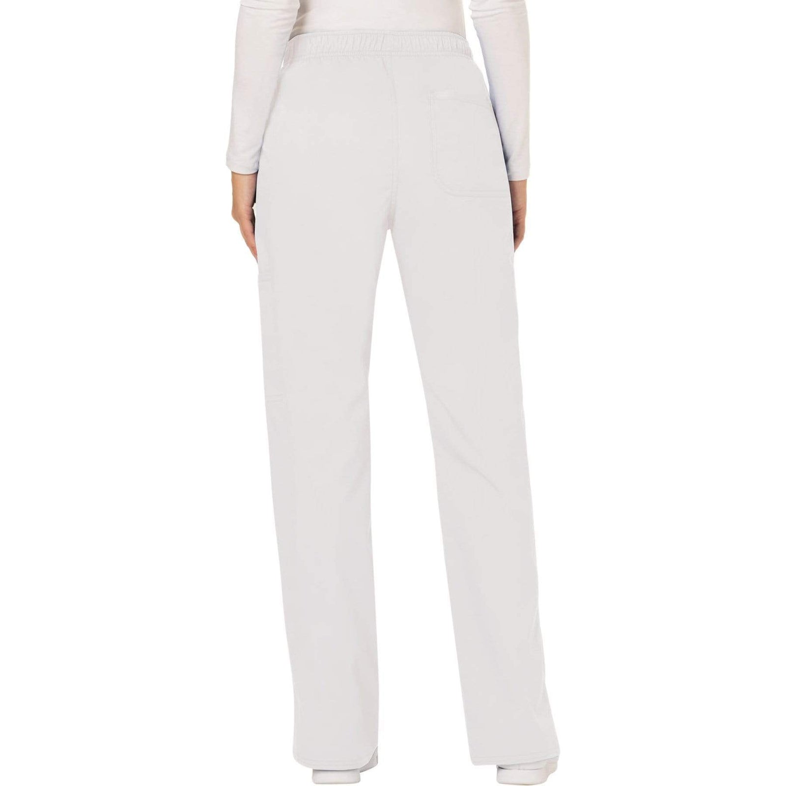 Cherokee Workwear Revolution WW120 Scrubs Pants Women's Mid Rise Flare Drawstring White