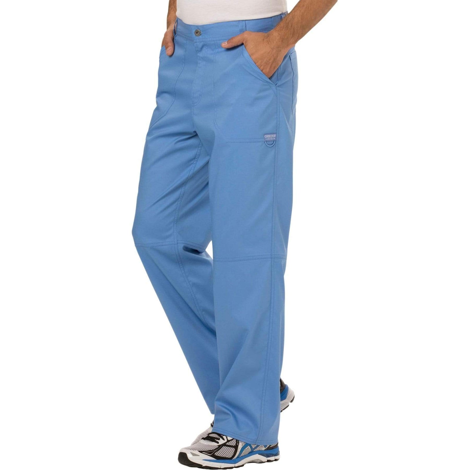 Cherokee Workwear Revolution WW140 Scrubs Pants Men's Fly Front Ceil Blue