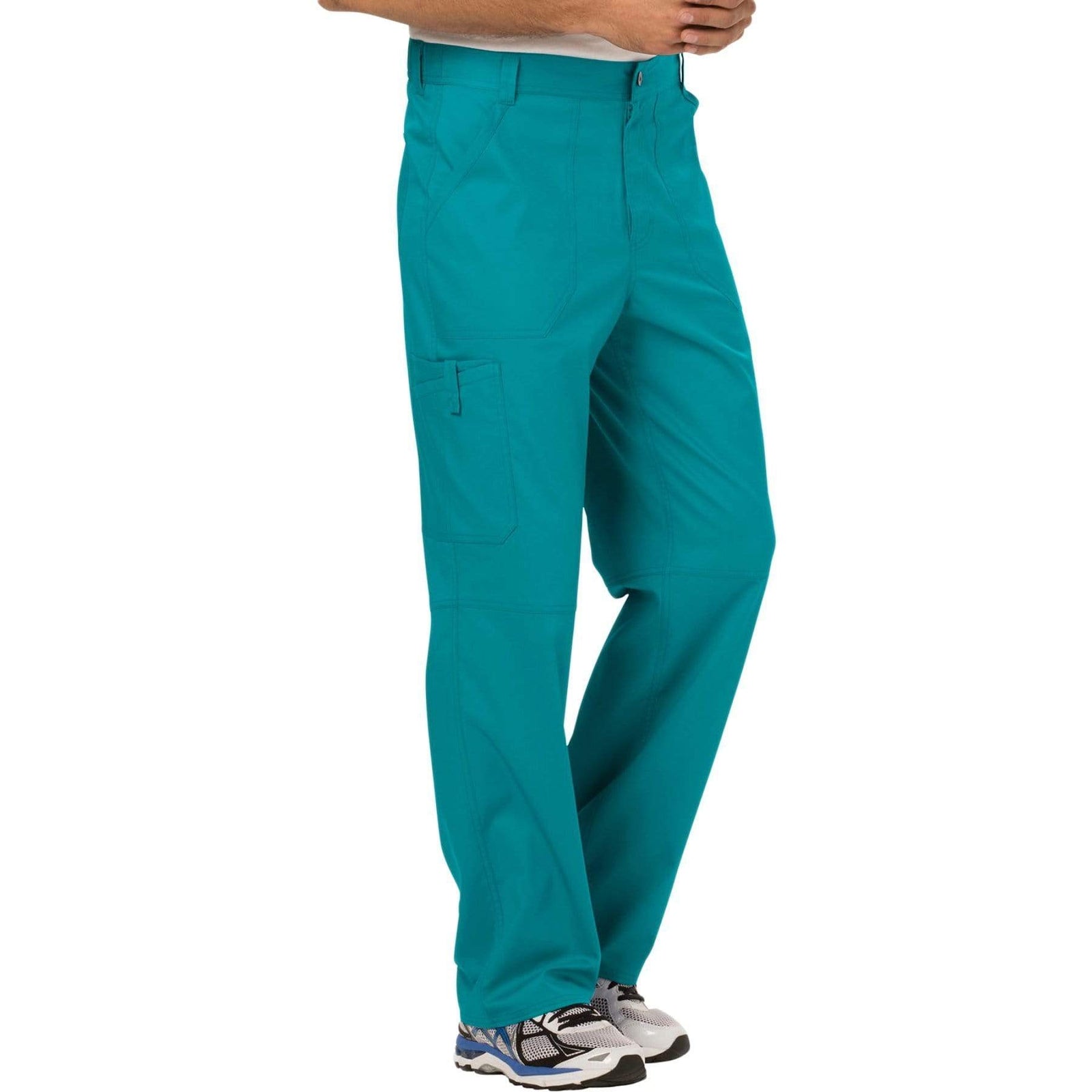 Cherokee Workwear Revolution WW140 Scrubs Pants Men's Fly Front Teal Blue