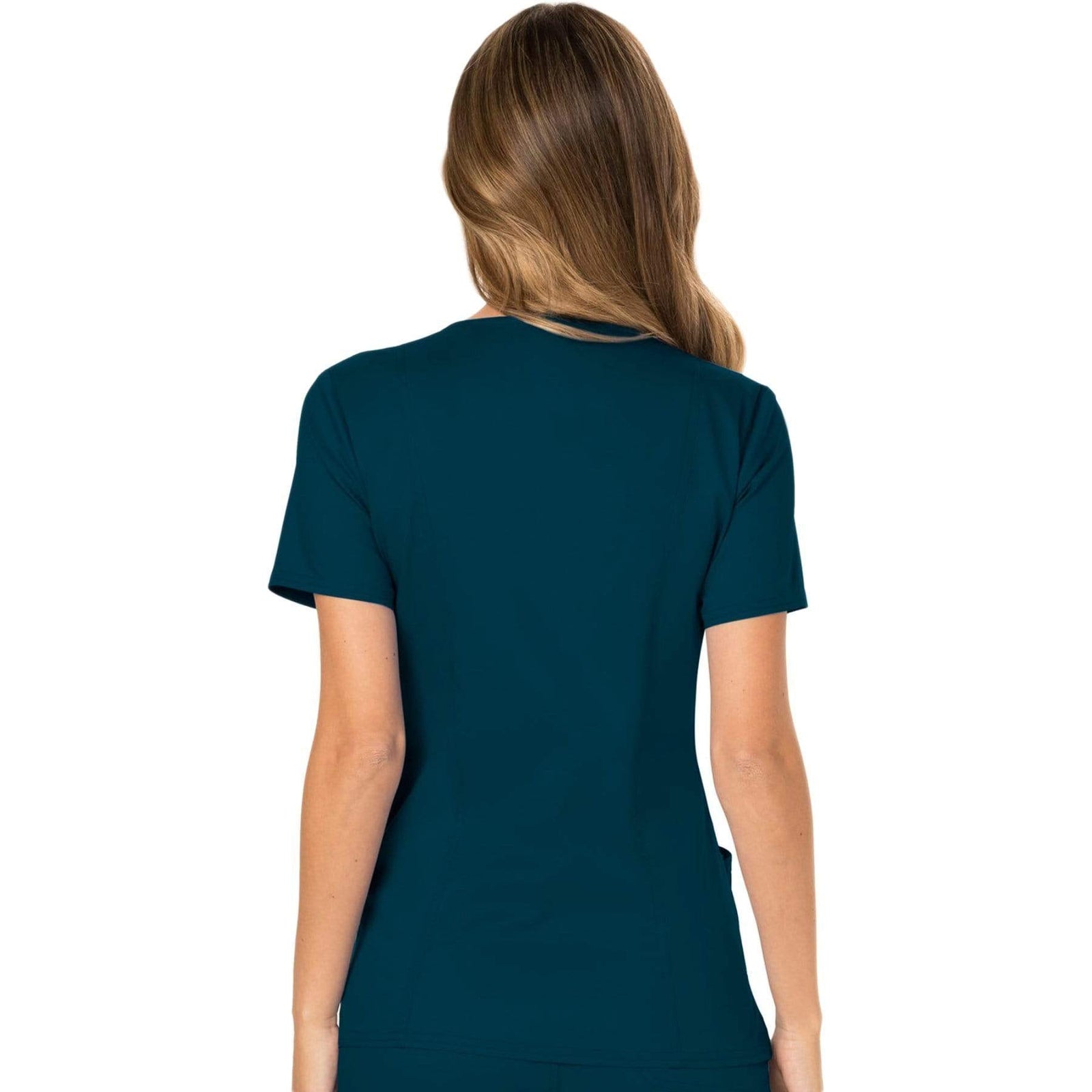 Cherokee Workwear Revolution WW610 Scrubs Top Women's Mock Wrap Caribbean Blue