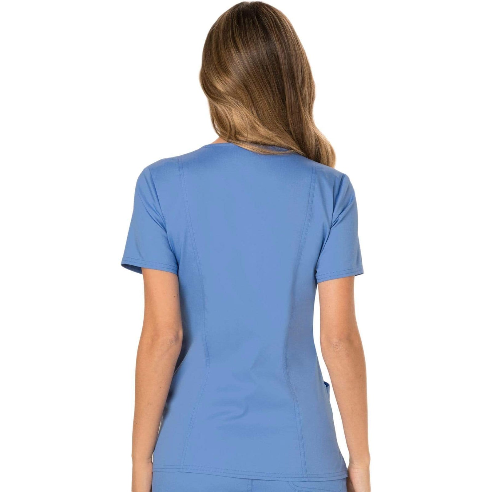 Cherokee Workwear Revolution WW610 Scrubs Top Women's Mock Wrap Ceil Blue