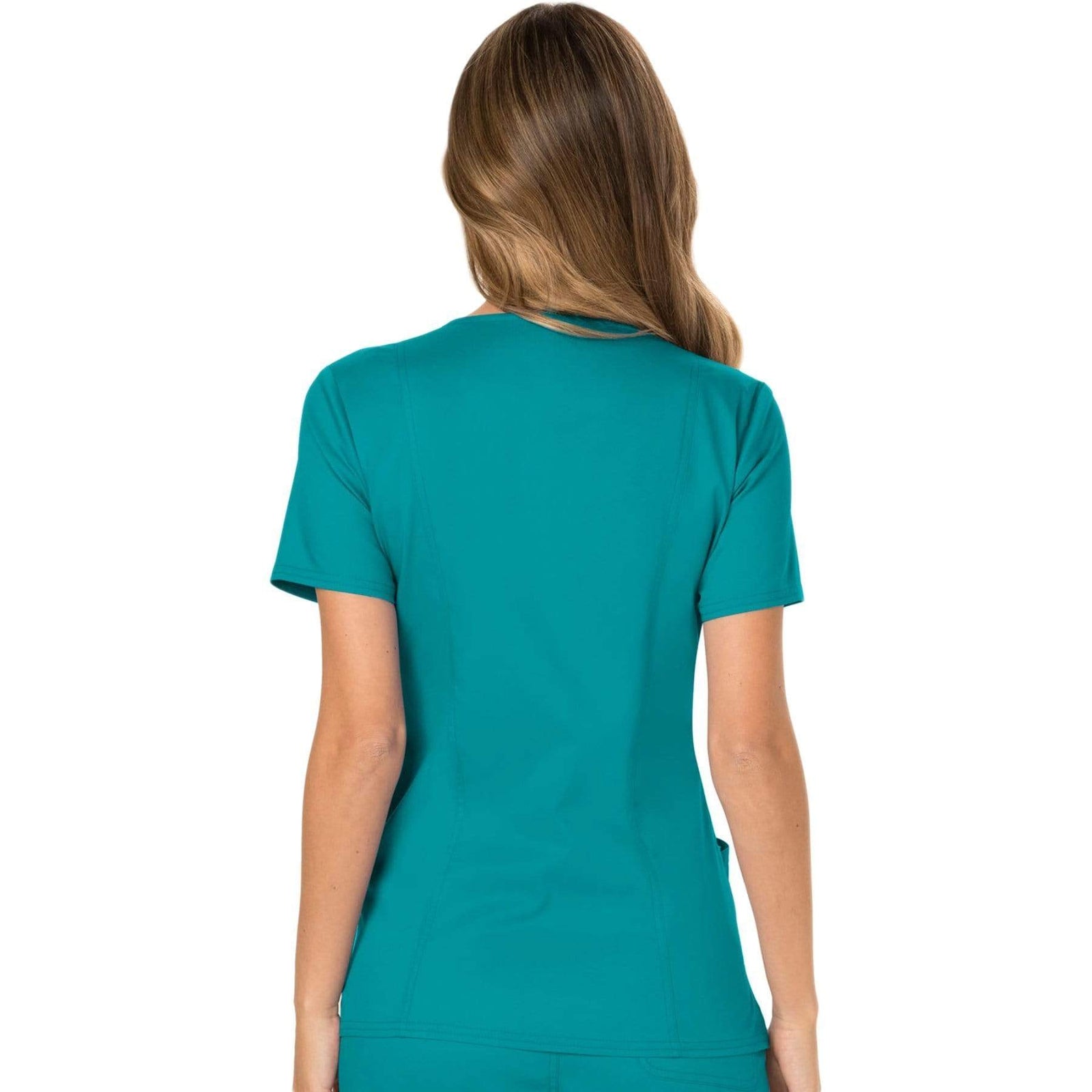 Cherokee Workwear Revolution WW610 Scrubs Top Women's Mock Wrap Teal Blue