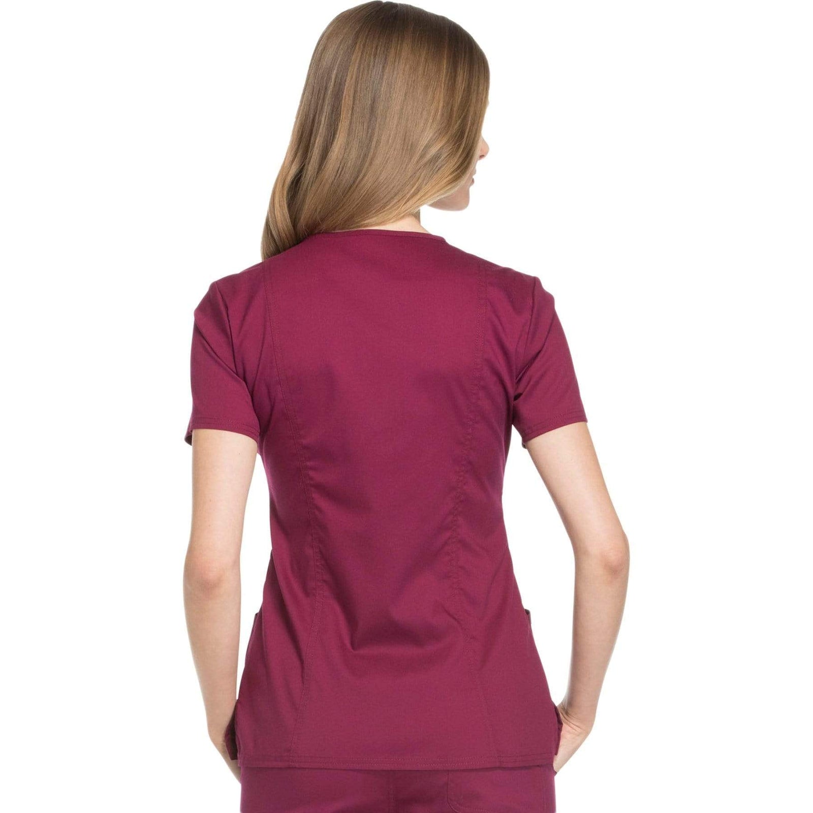 Cherokee Workwear Revolution WW610 Scrubs Top Women's Mock Wrap Wine