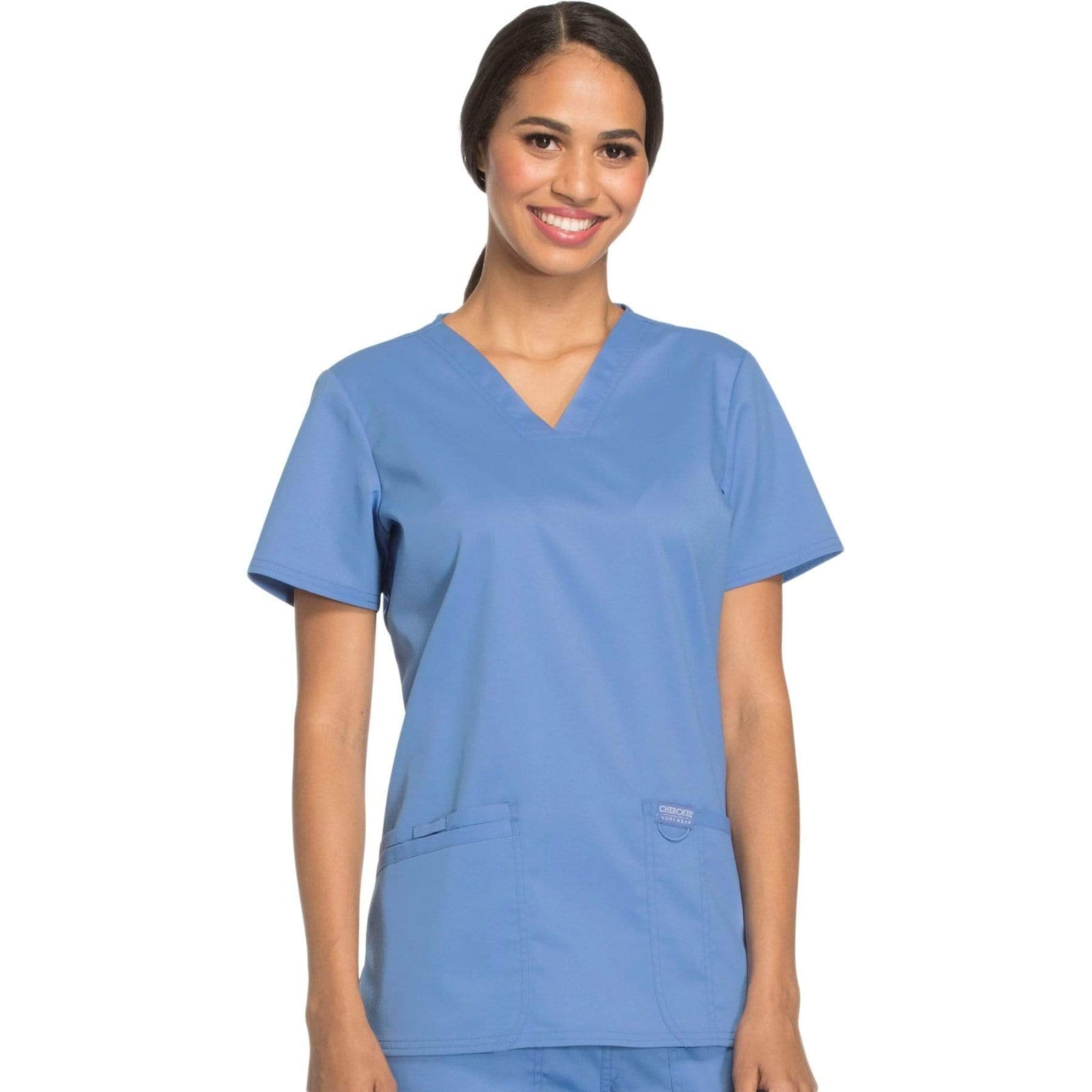 Cherokee Workwear Revolution WW620 Scrubs Top Women's V-Neck Ceil Blue