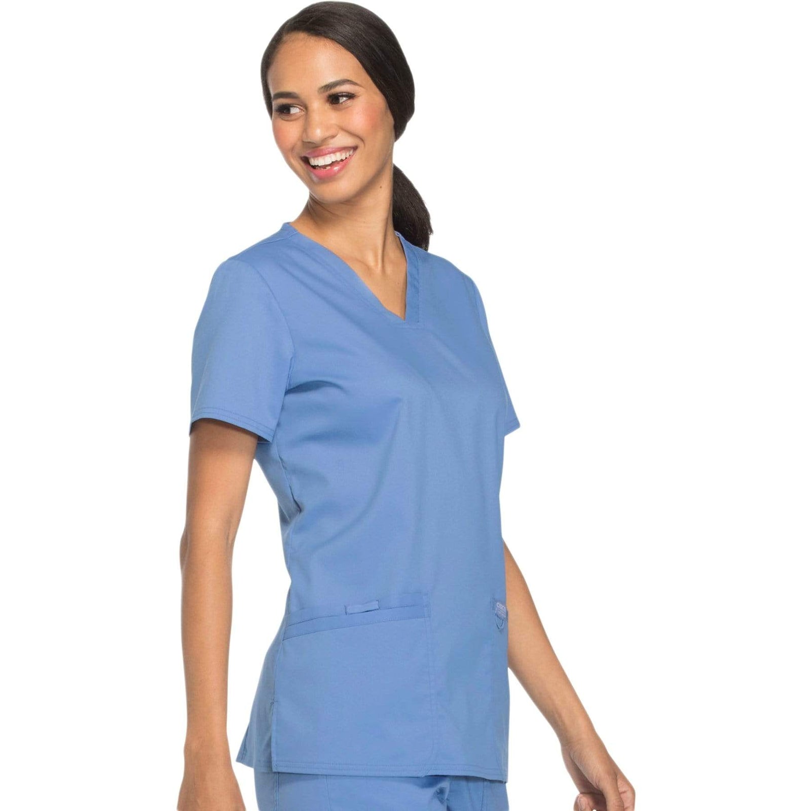 Cherokee Workwear Revolution WW620 Scrubs Top Women's V-Neck Ceil Blue