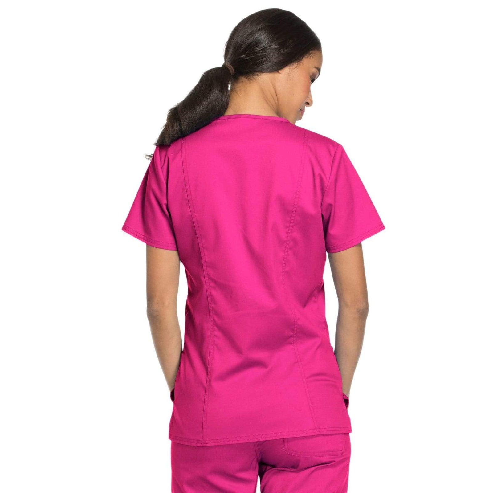 Cherokee Workwear Revolution WW620 Scrubs Top Women's V-Neck Electric Pink