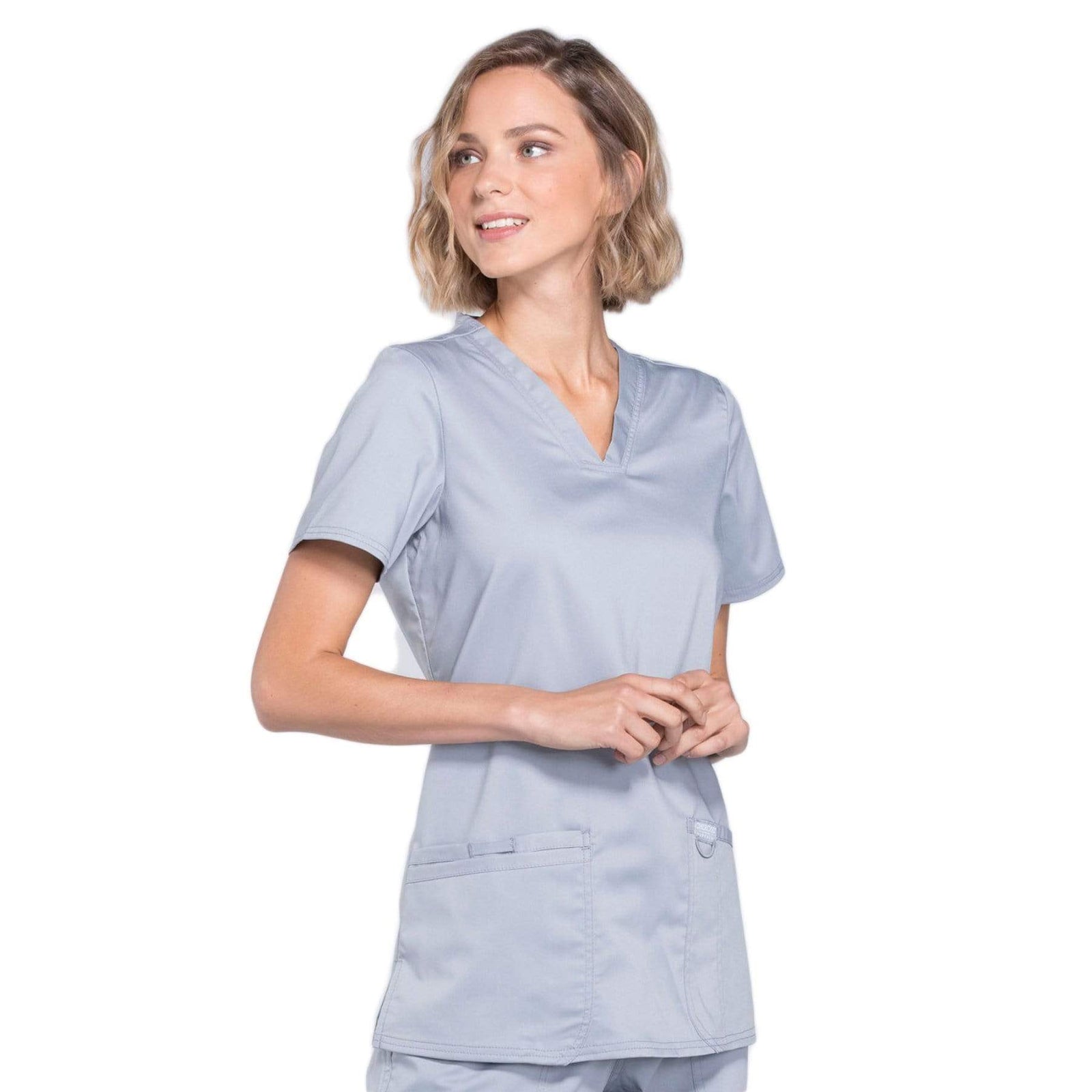 Cherokee Workwear Revolution WW620 Scrubs Top Women's V-Neck Grey