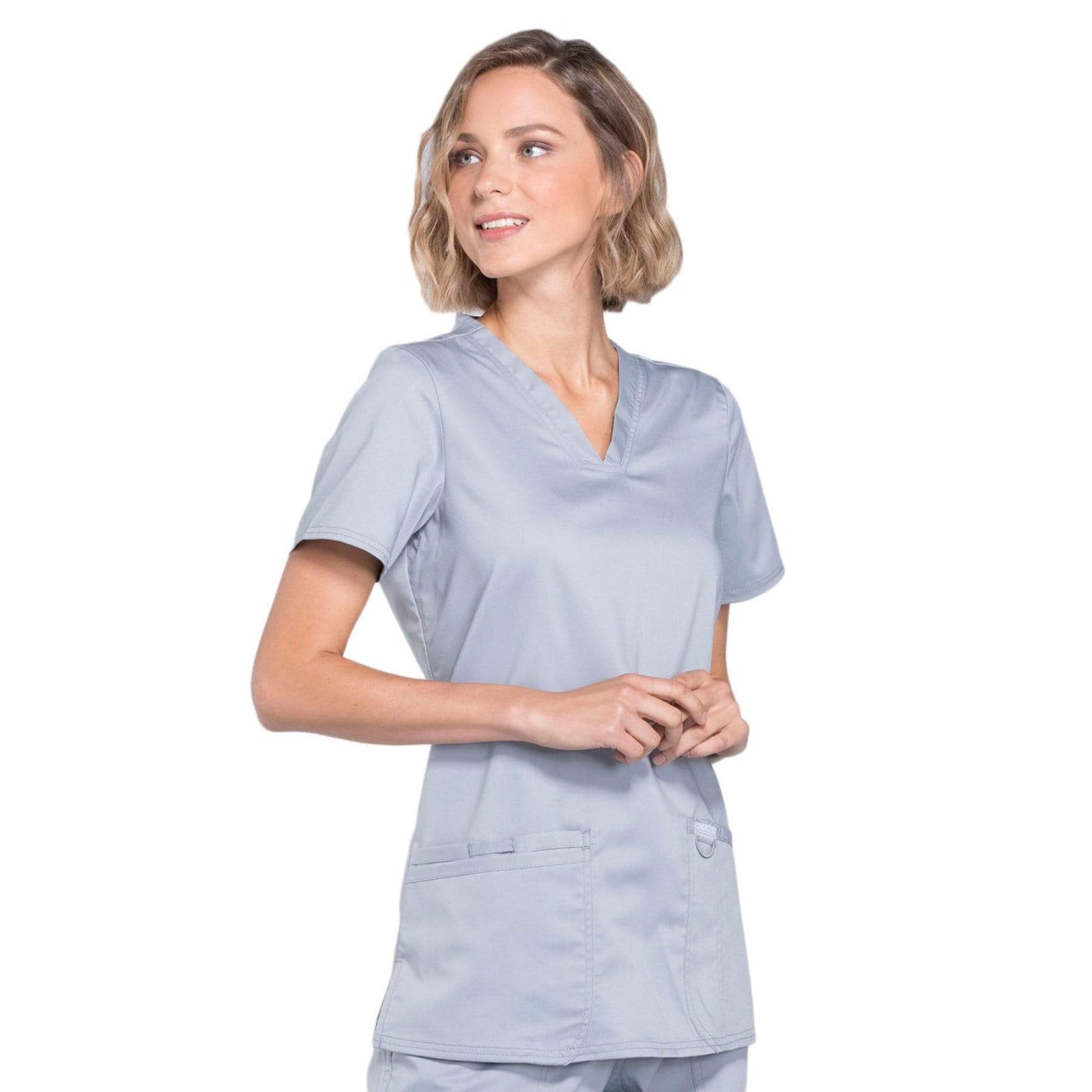 Cherokee Workwear Revolution WW620 Scrubs Top Women's V-Neck Grey