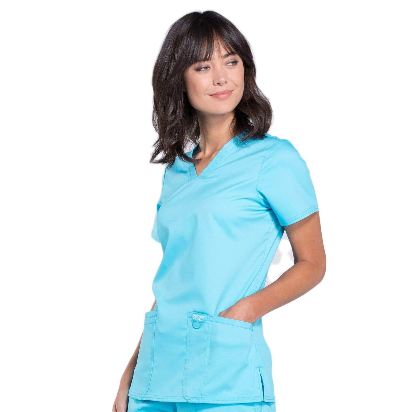 Cherokee Workwear Revolution WW620 Scrubs Top Women's V-Neck Turquoise