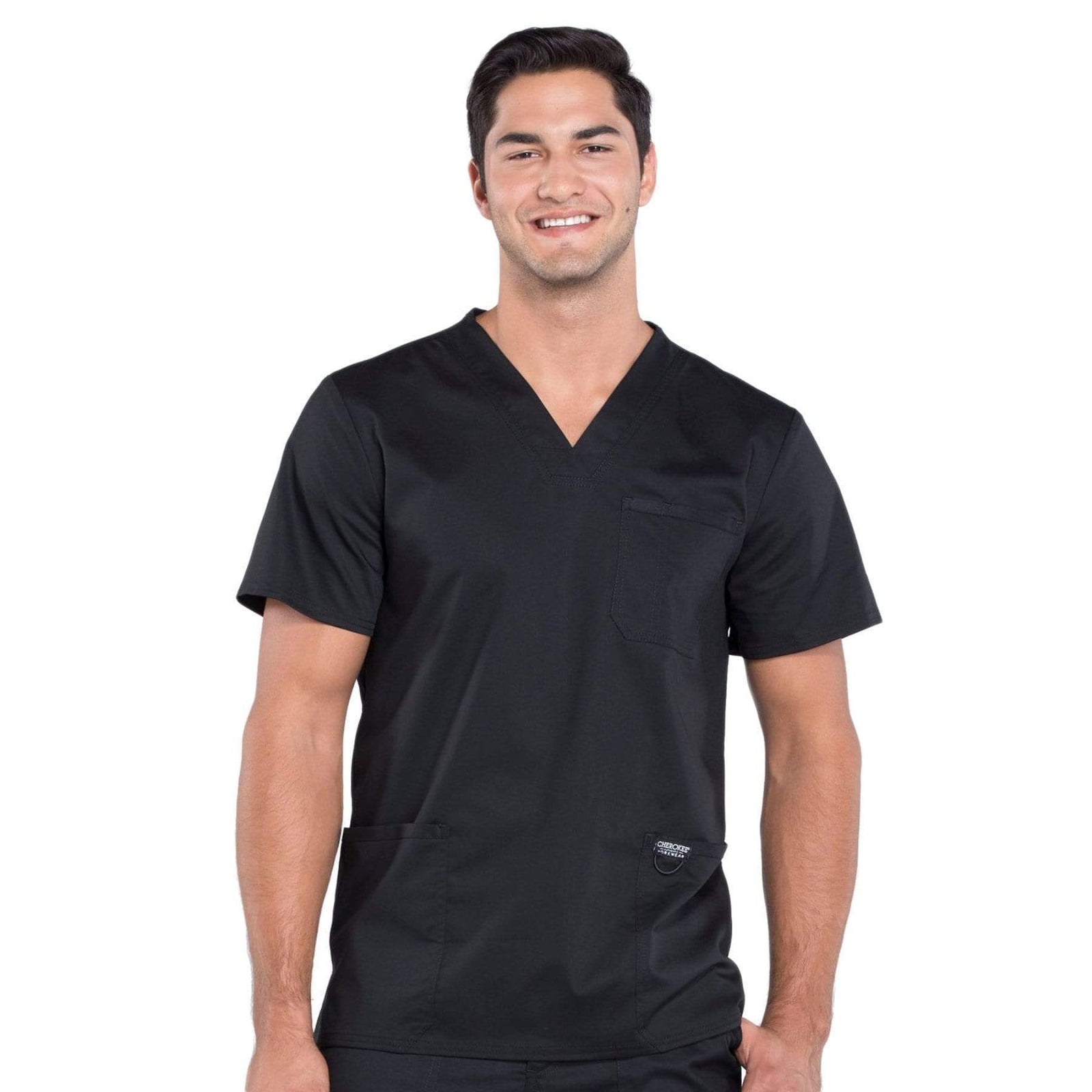 Cherokee Workwear Revolution WW670 Scrubs Top Men's V-Neck Black