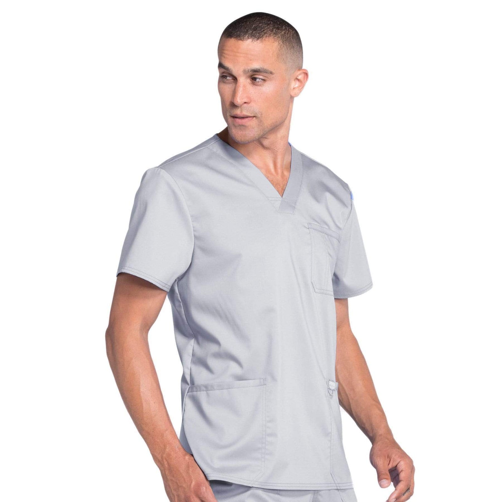 Cherokee Workwear Revolution WW670 Scrubs Top Men's V-Neck Grey