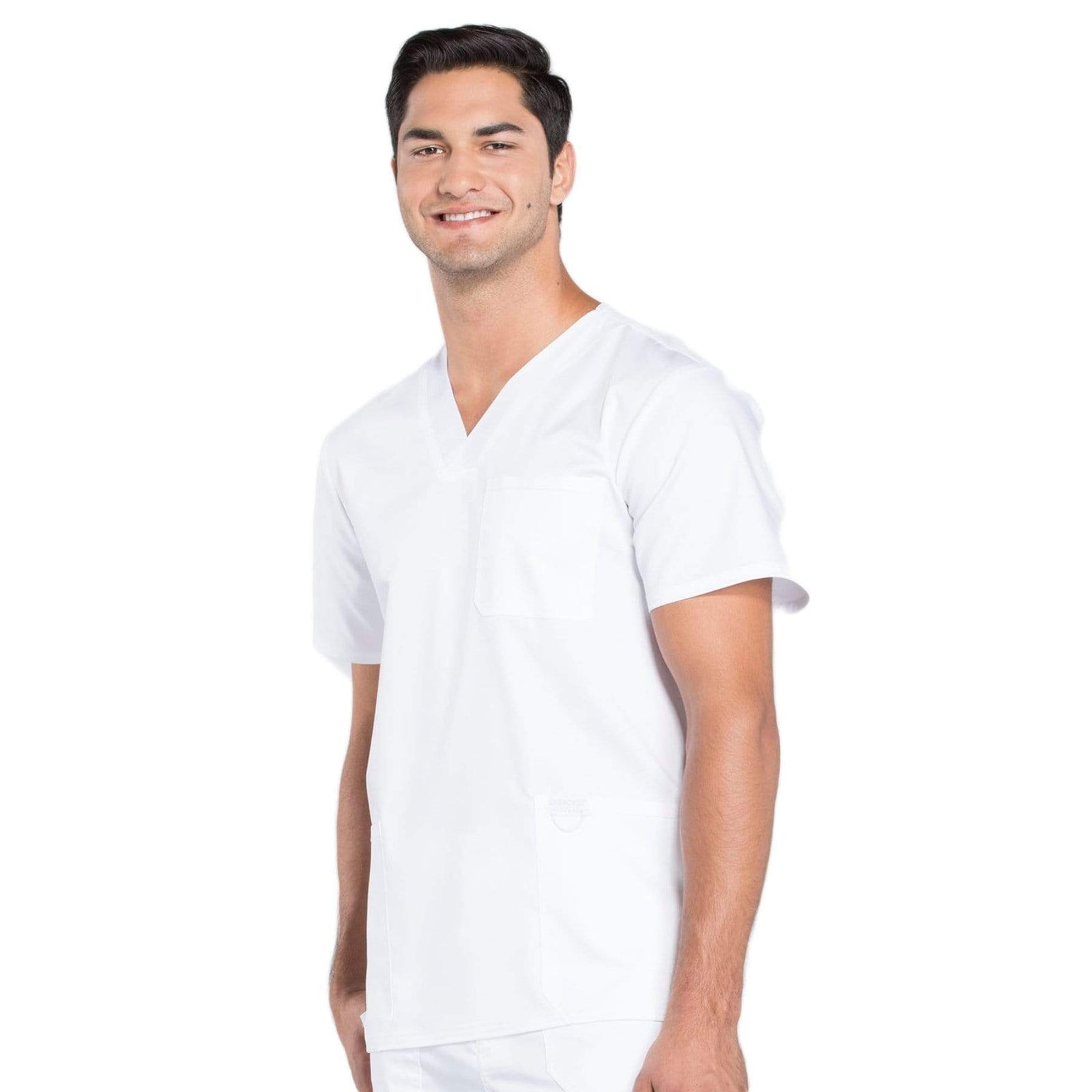 Cherokee Workwear Revolution WW670 Scrubs Top Men's V-Neck White