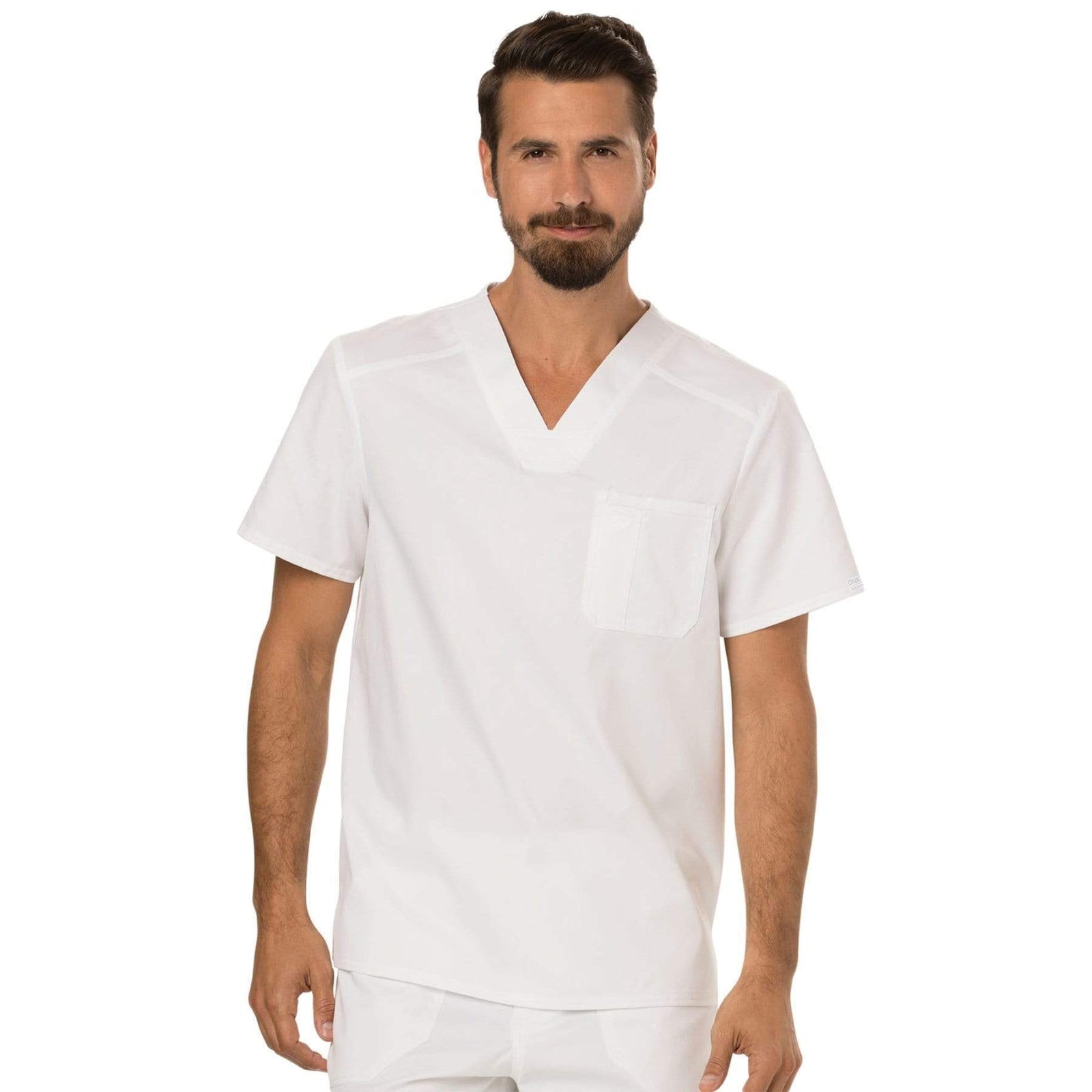 Cherokee Workwear Revolution WW690 Scrubs Top Men's V-Neck White