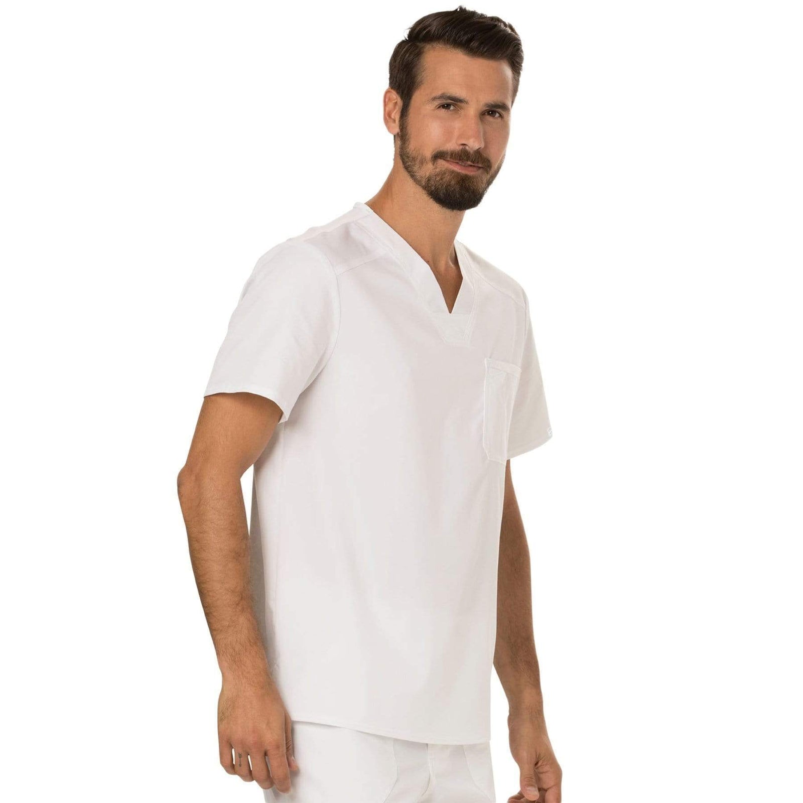 Cherokee Workwear Revolution WW690 Scrubs Top Men's V-Neck White