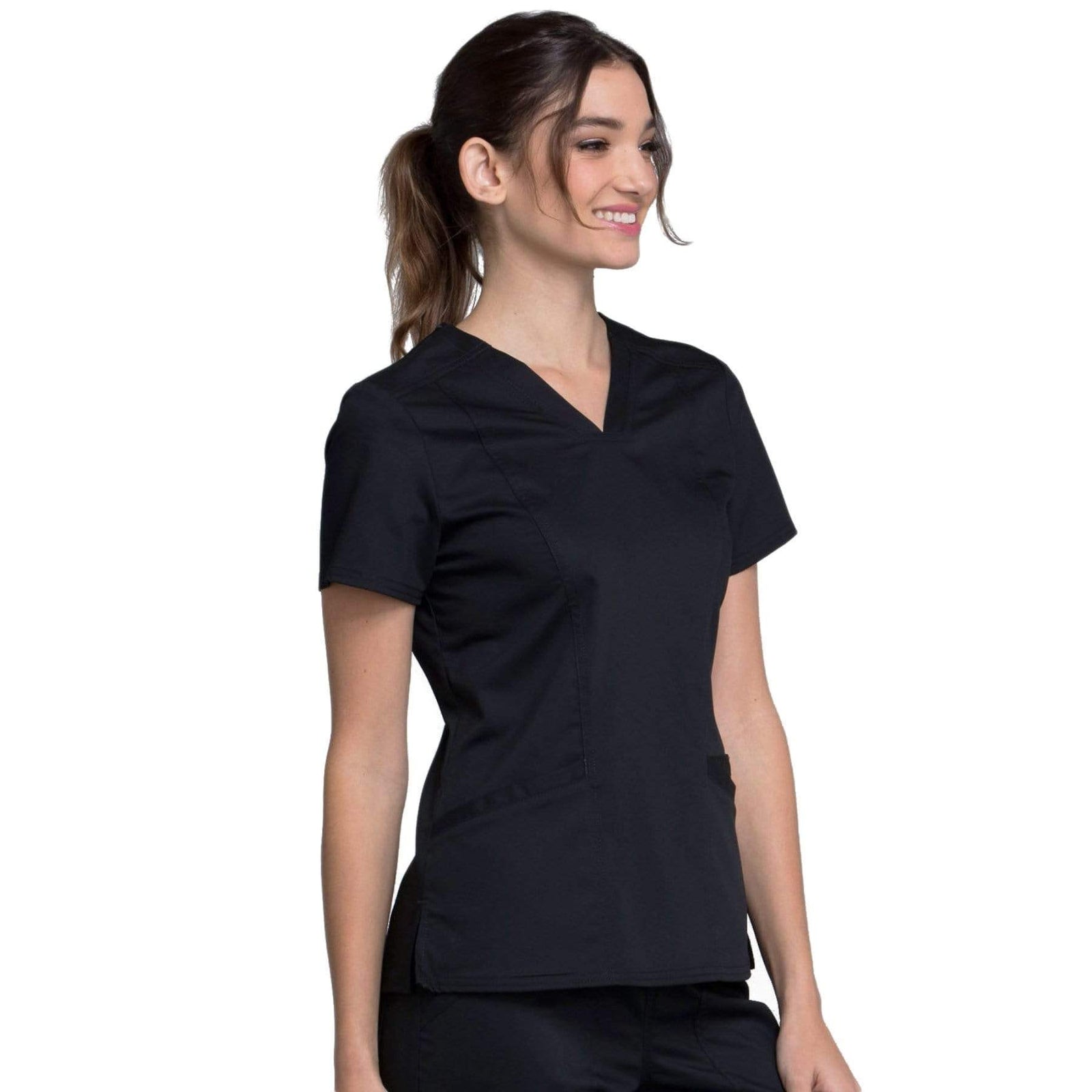 Cherokee Workwear Revolution WW710 Scrubs Top Women's V-Neck Black