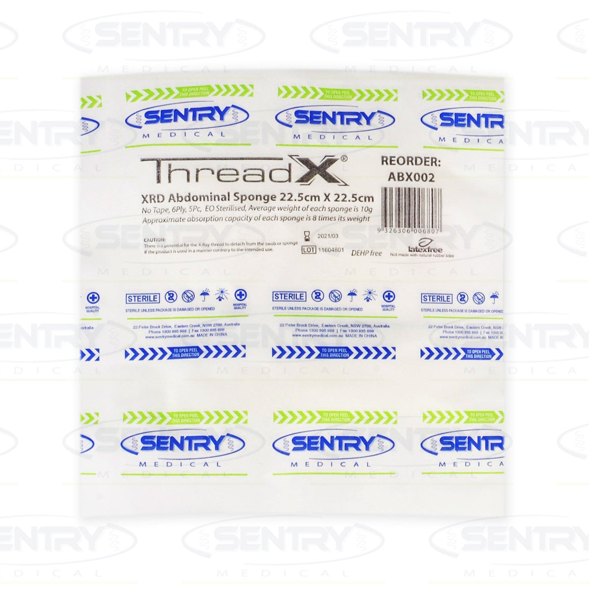 Sentry ThreadX XRD Abdominal Sponge 6ply