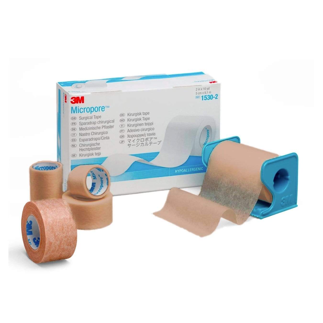 3M Healthcare Low Allergy Tapes 12mm x 9.1m / Tan / Without 3M Micropore Surgical Tape - Dispenser Pack