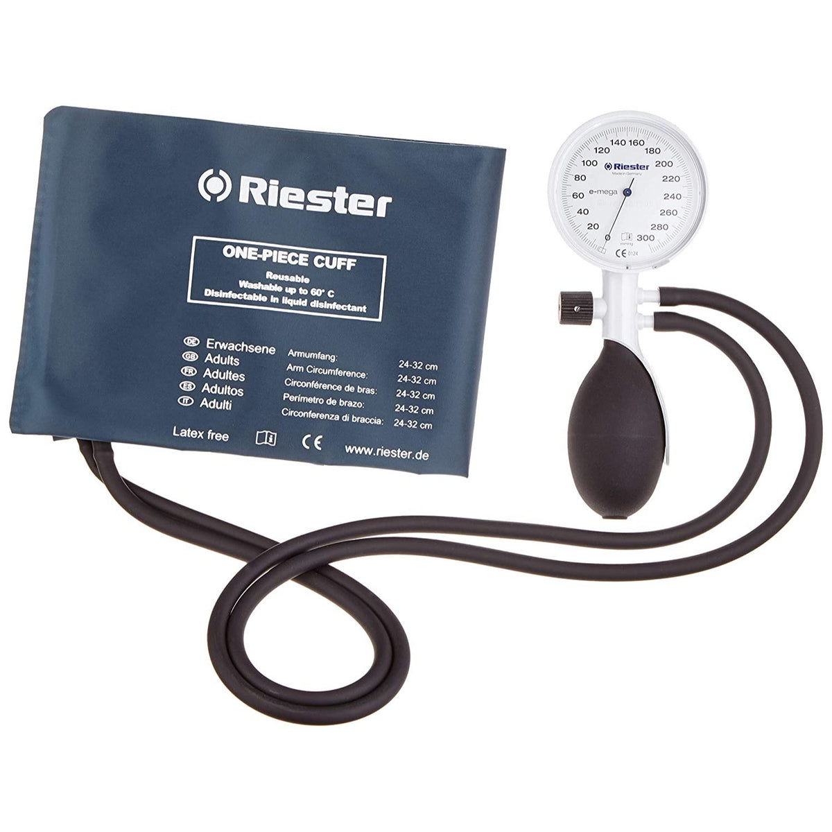 Riester E-Mega 2-Tube Sphygmomanometer Set With Disinfectable One-Piece Cuff