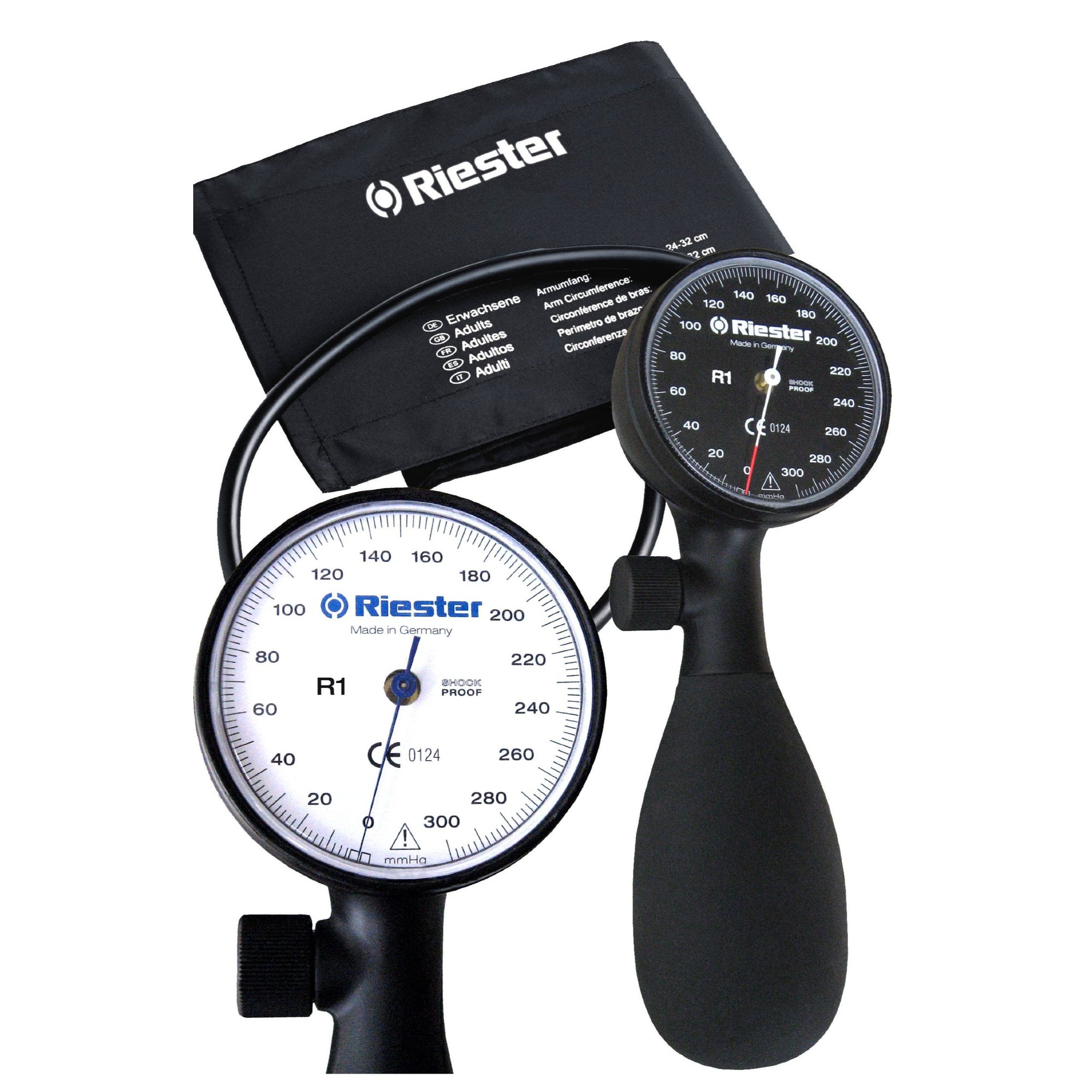 Riester R1 Shock-Proof Sphygmomanometer, Disinfectable One-Piece Cuff, 1-Tube, Latex Free