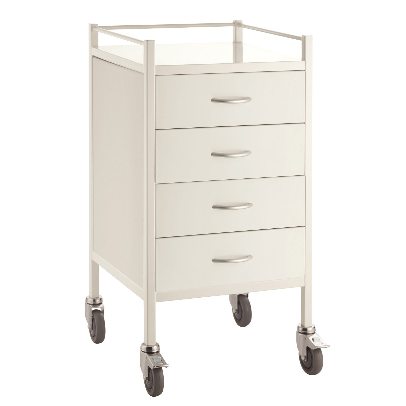 With smooth castors and an outstanding finish our four drawer powder coated trolley is a great alternative to stainless.