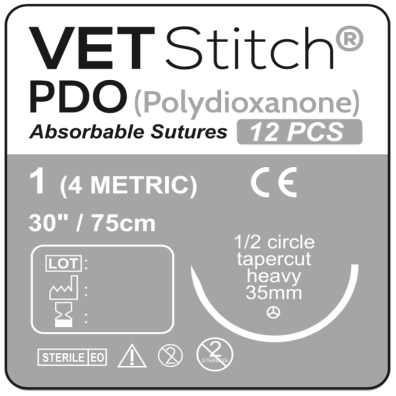 PDO 35mm 1/2 Circle Tapercut Surgical Sutures 75cm (Box of 12) Size 1 Australia