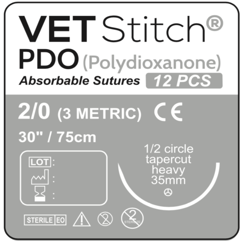 PDO 35mm 1/2 Circle Tapercut Surgical Sutures 75cm (Box of 12) Size 2/0 Australia