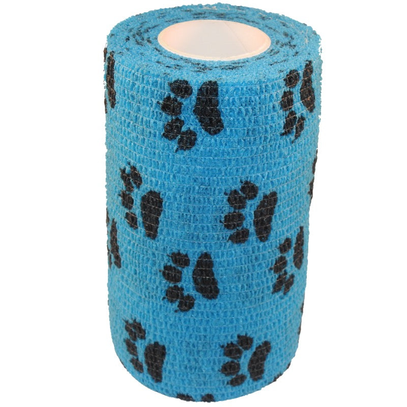 Paw Print Cohesive Veterinary Bandage Tape 10cm x 4.5m (6 Pack) Blue - Australia