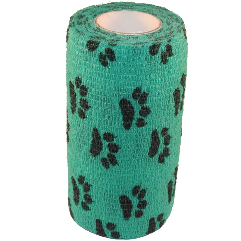 Paw Print Cohesive Veterinary Bandage Tape 10cm x 4.5m (6 Pack) Green - Australia