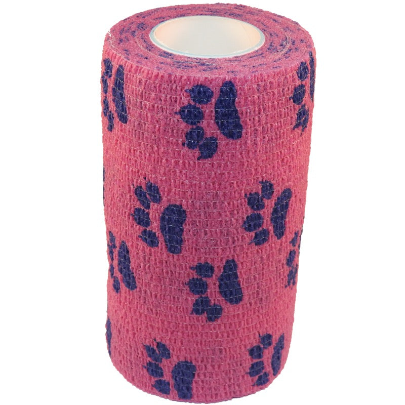 Paw Print Cohesive Veterinary Bandage Tape 10cm x 4.5m (6 Pack) Pink - Australia
