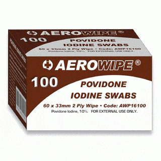 Aerowipe Povidone Iodine Swabs 2ply 60x33mm p/00