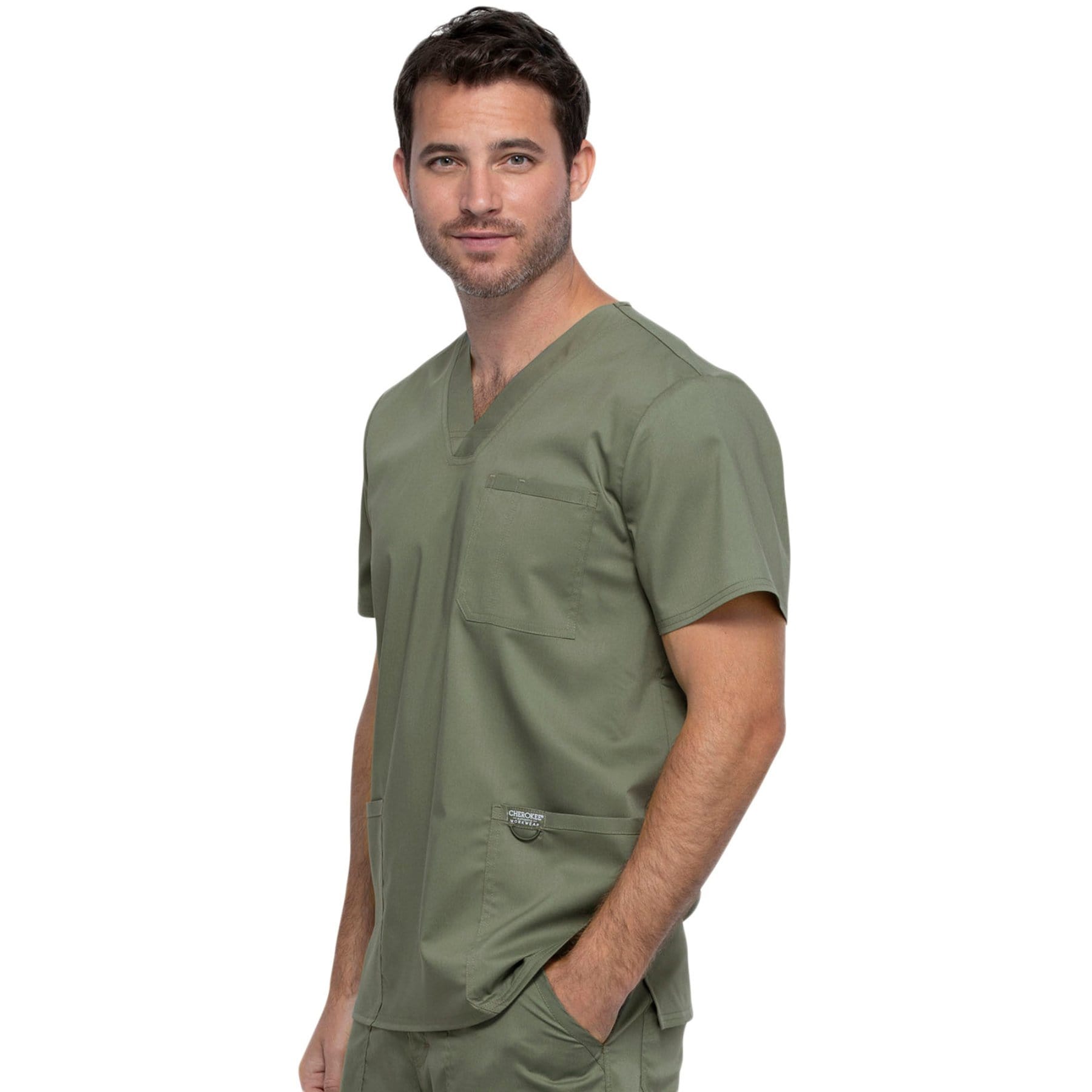 Cherokee Revolution WW670 Scrubs Top Men Olive Vet Equip Australia