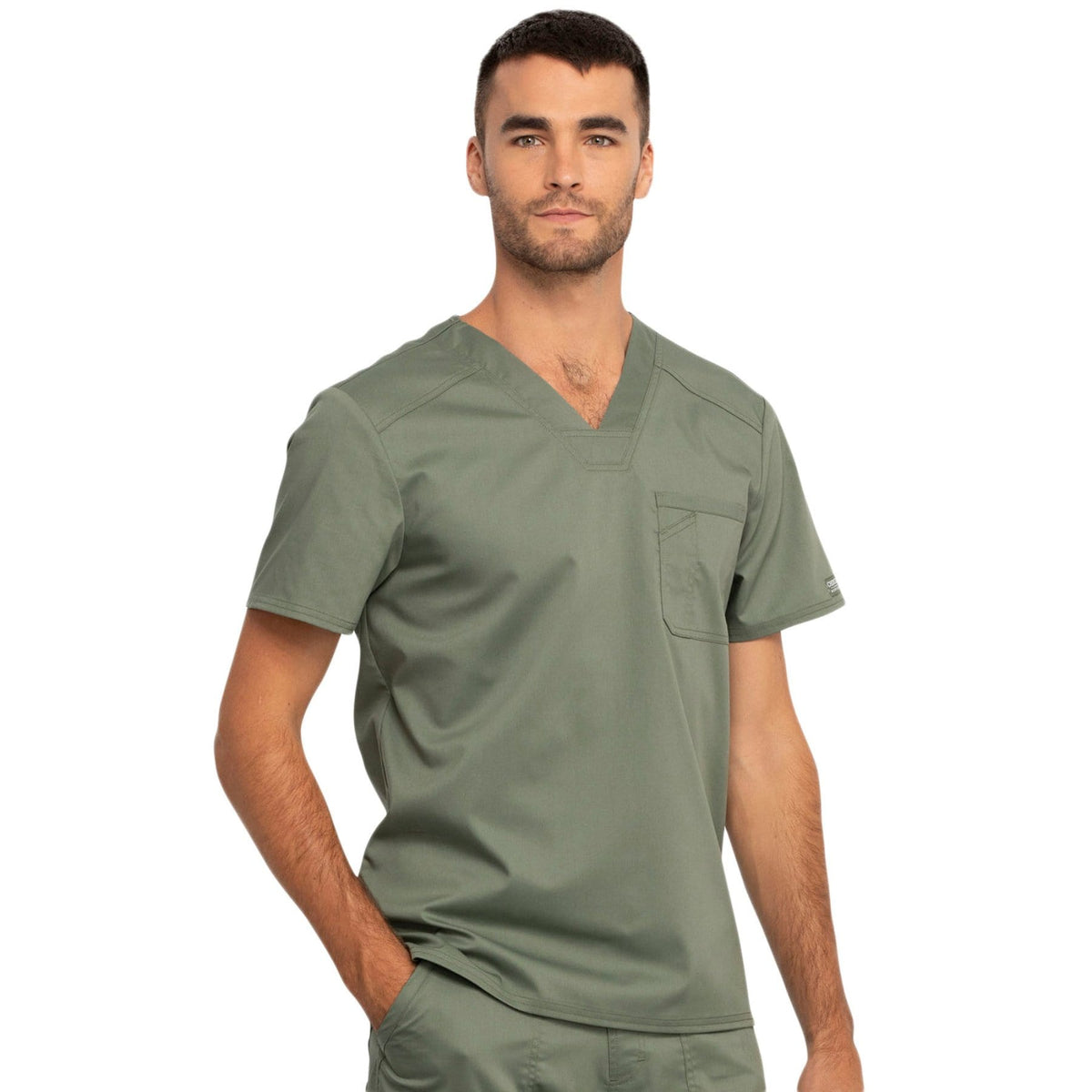 Cherokee Revolution WW690 Scrubs Top Men Olive