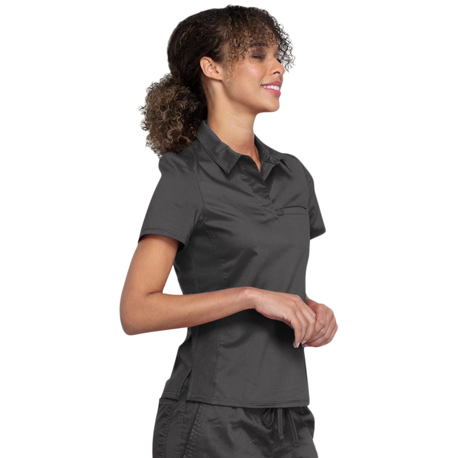 Cherokee Revolution WW698 Scrubs Top Women Pewter