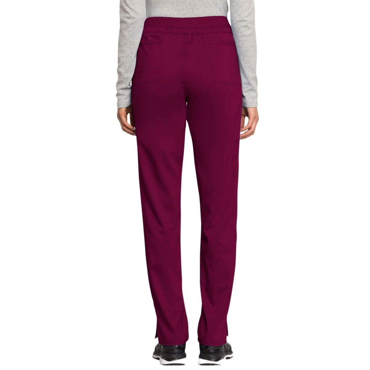 Cherokee Workwear Revolution WW105 Scrubs Pants Women's Mid Rise Tapered Leg Drawstring Wine