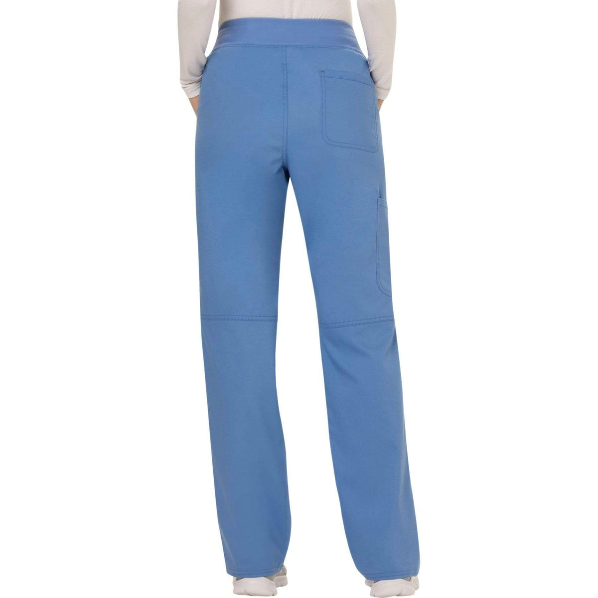 Cherokee Workwear Revolution WW110 Scrubs Pants Women's Mid Rise Straight Leg Pull-on Ceil Blue