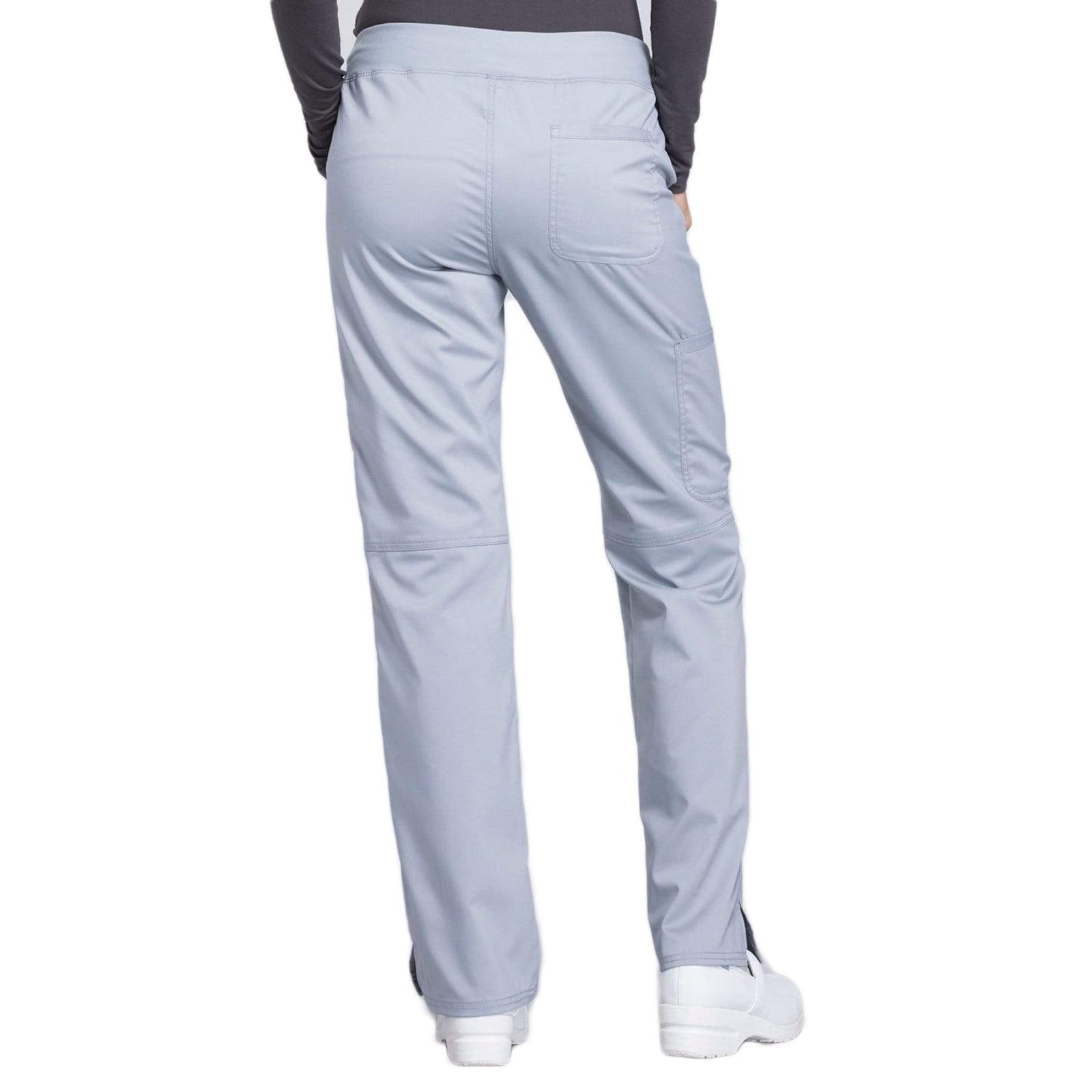 Cherokee Workwear Revolution WW110 Scrubs Pants Women's Mid Rise Straight Leg Pull-on Grey