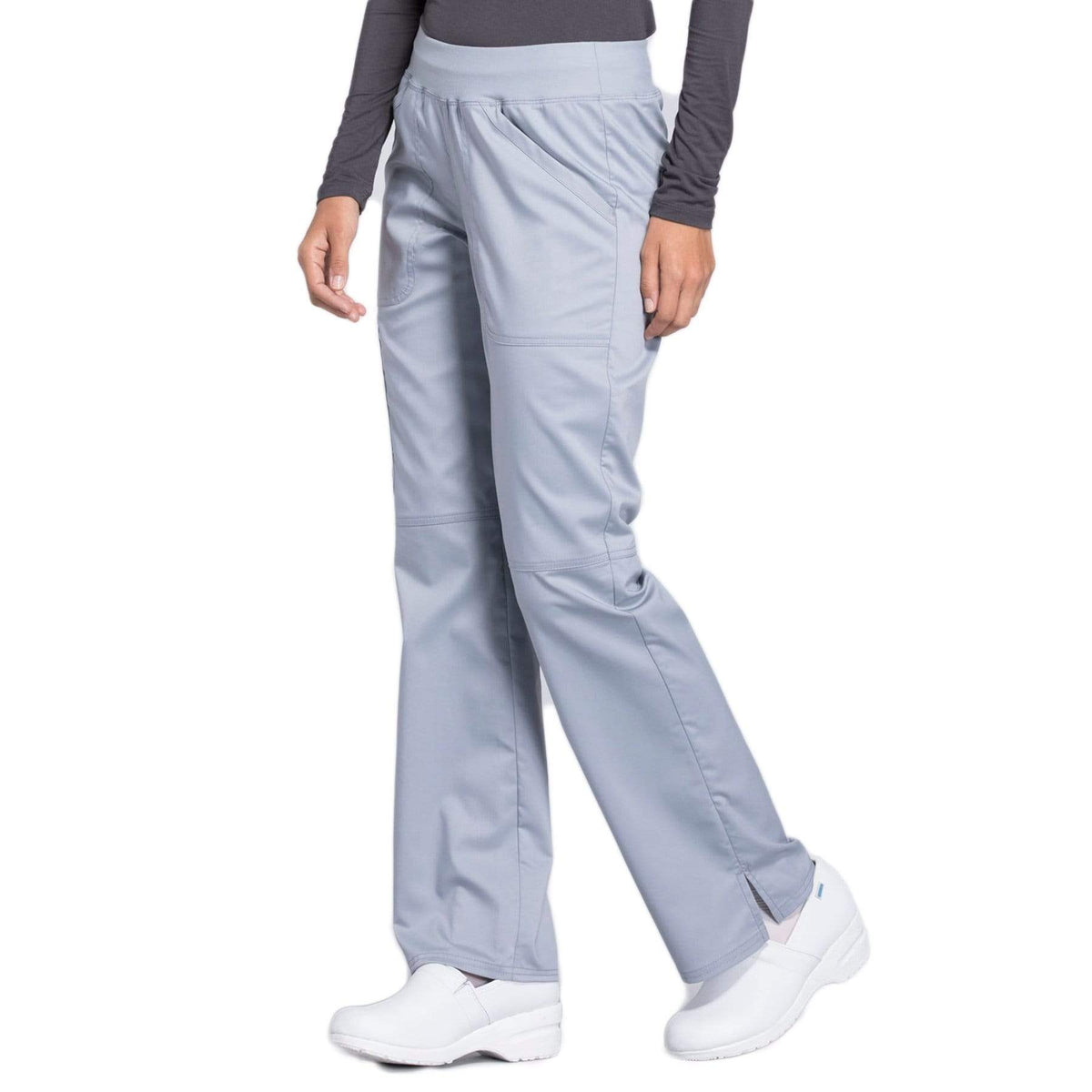 Cherokee Workwear Revolution WW110 Scrubs Pants Women's Mid Rise Straight Leg Pull-on Grey