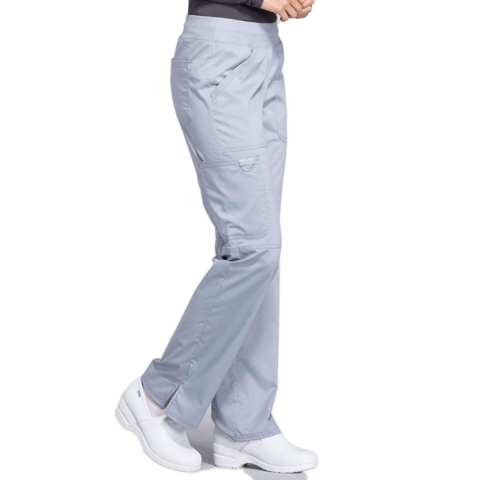 Cherokee Workwear Revolution WW110 Scrubs Pants Women's Mid Rise Straight Leg Pull-on Grey