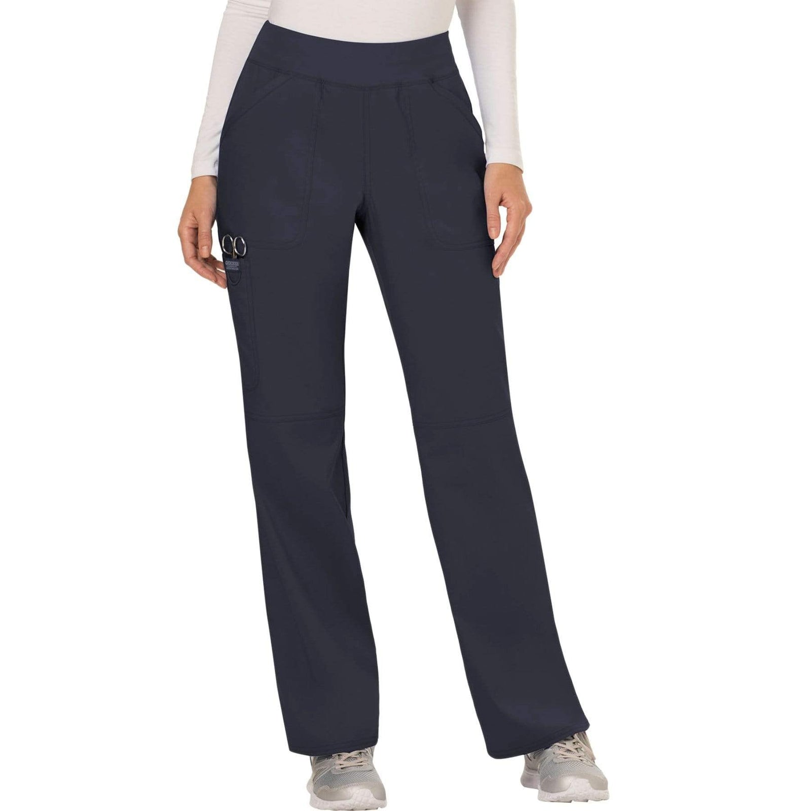 Cherokee Workwear Revolution WW110 Scrubs Pants Women's Mid Rise Straight Leg Pull-on Pewter
