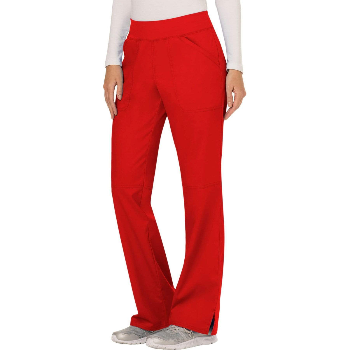 Cherokee Workwear Revolution WW110 Scrubs Pants Women's Mid Rise Straight Leg Pull-on Red