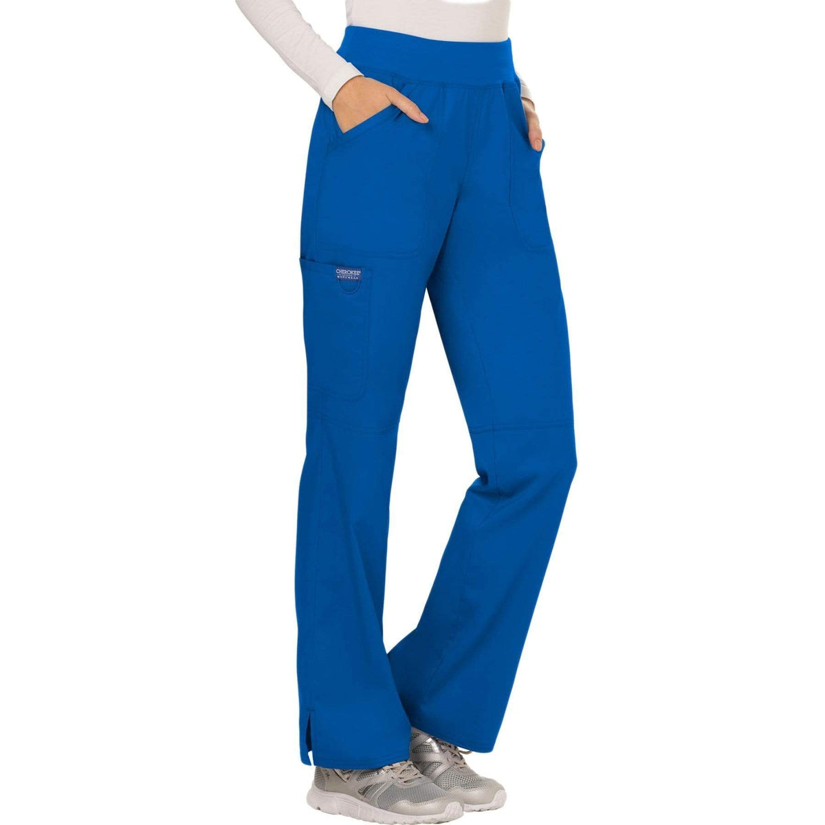 Cherokee Workwear Revolution WW110 Scrubs Pants Women's Mid Rise Straight Leg Pull-on Royal